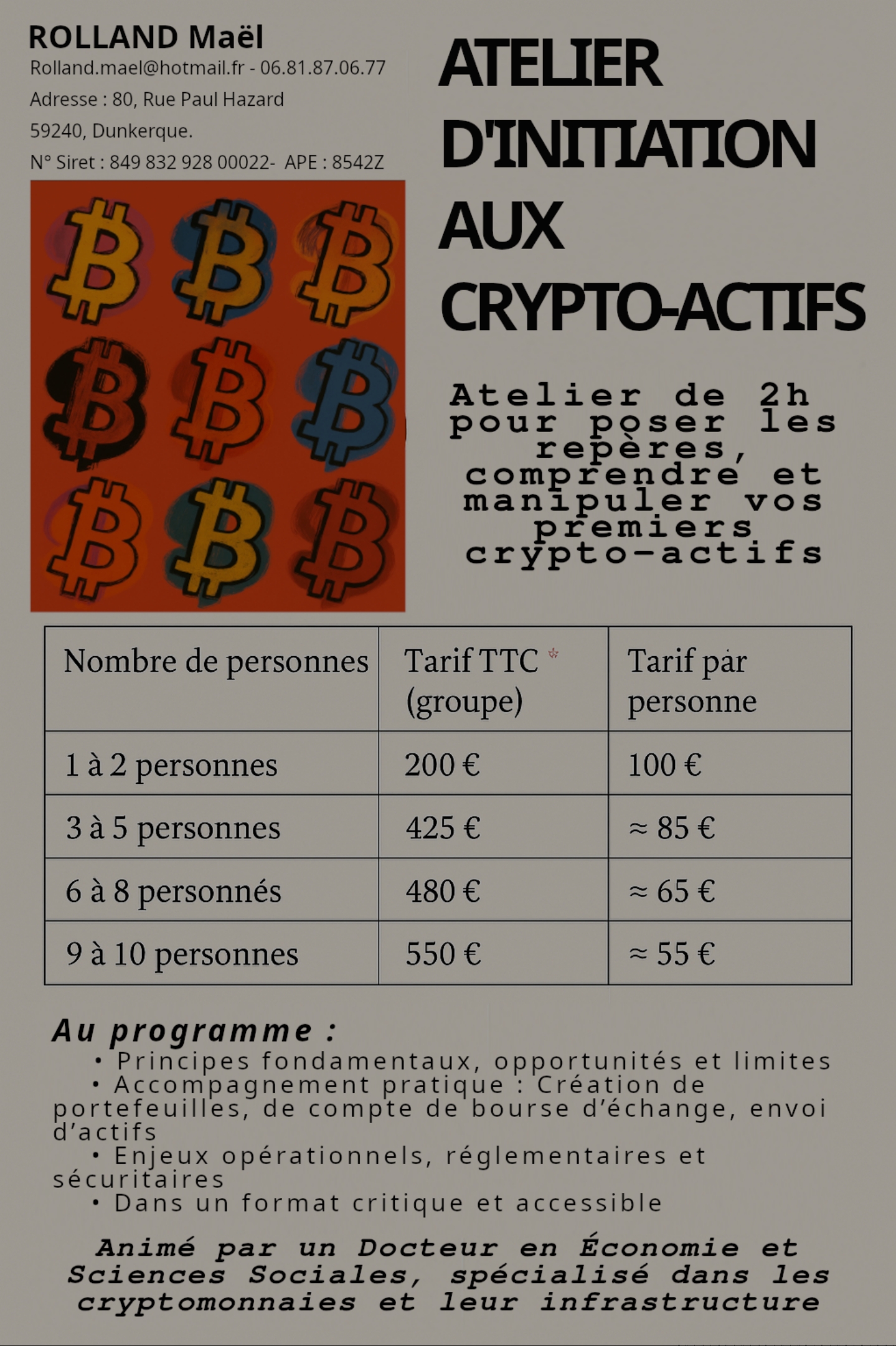 Crypto Workshop flyer by Maël Rolland